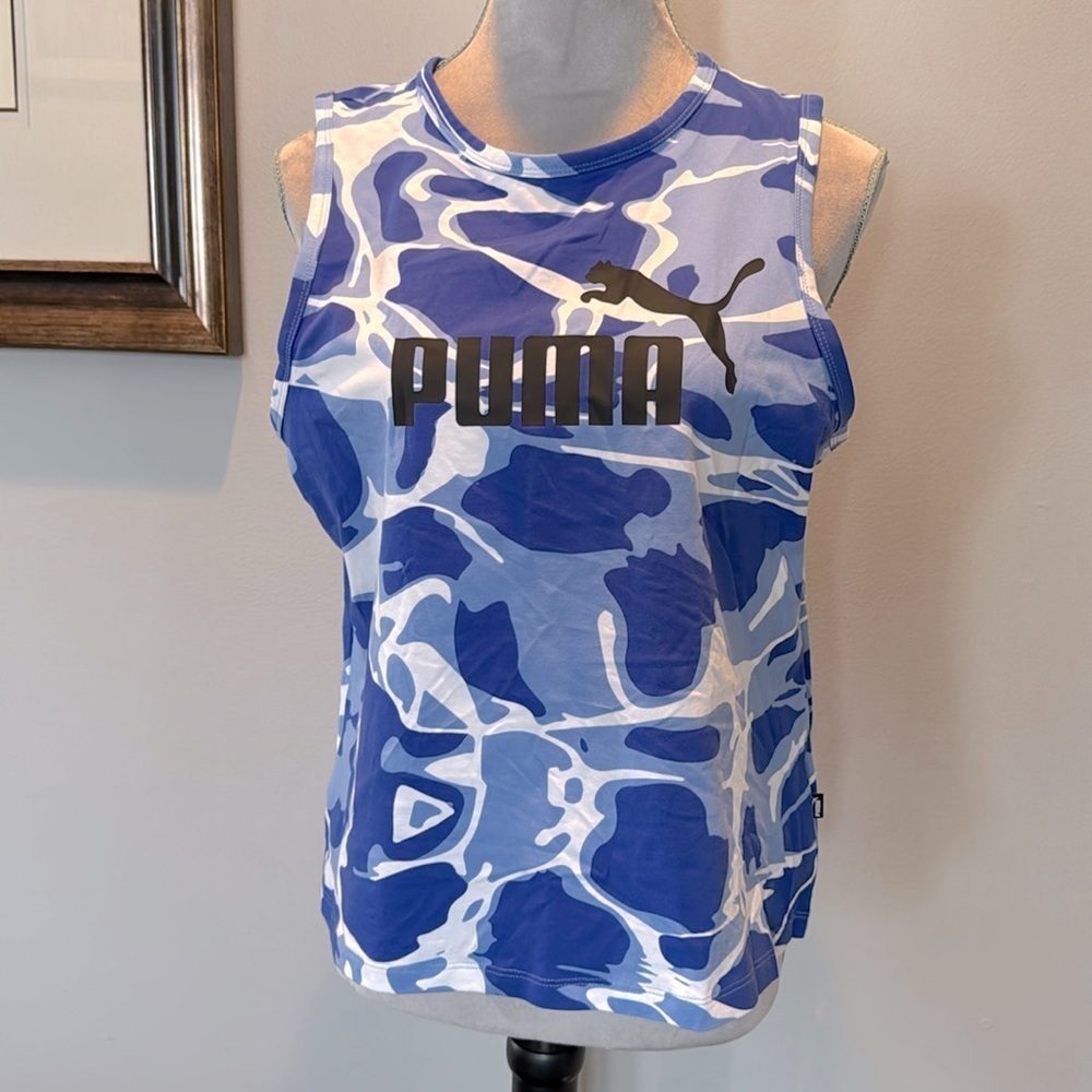 Puma blue and white camo cotton tank NWT XL